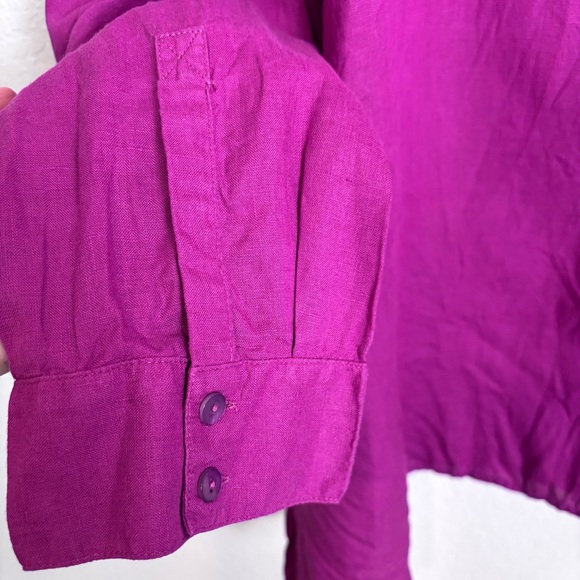 Eileen Fisher Organic Handkerchief Linen Classic Collar Shirt Magenta Women’s XL - Picture 3 of 10